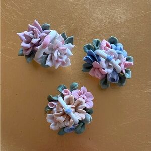 Set of 3 Vintage Miniature ceramic flower basket